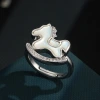 Cute and childlike natural mother-of-pearl horse opening ring, copper alloy micro-inlaid zircon adjustable index finger ring, women's ring Application Scenario